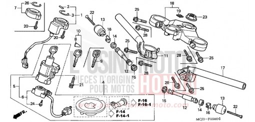 TUYAU DE GUIDON/PONT SUPERIEUR CBR900RR1 de 2001